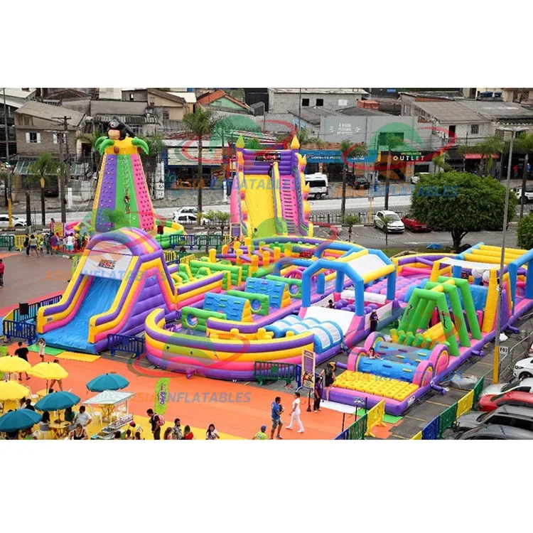 Air Bouncer Inflatable Trampoline Theme Park Outdoor Playground Inflatable Big Bounce Obstacle Sport Park
