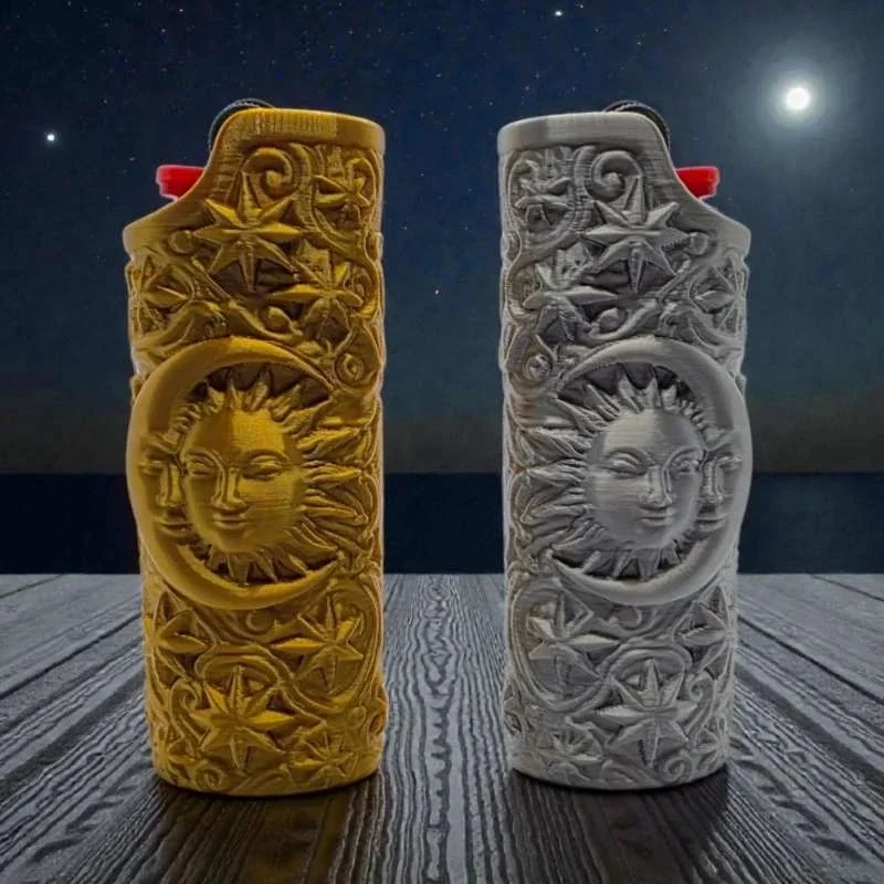 Bic Lighter Protective Shell Star Pattern Portable Pocket Holder Accessory Set