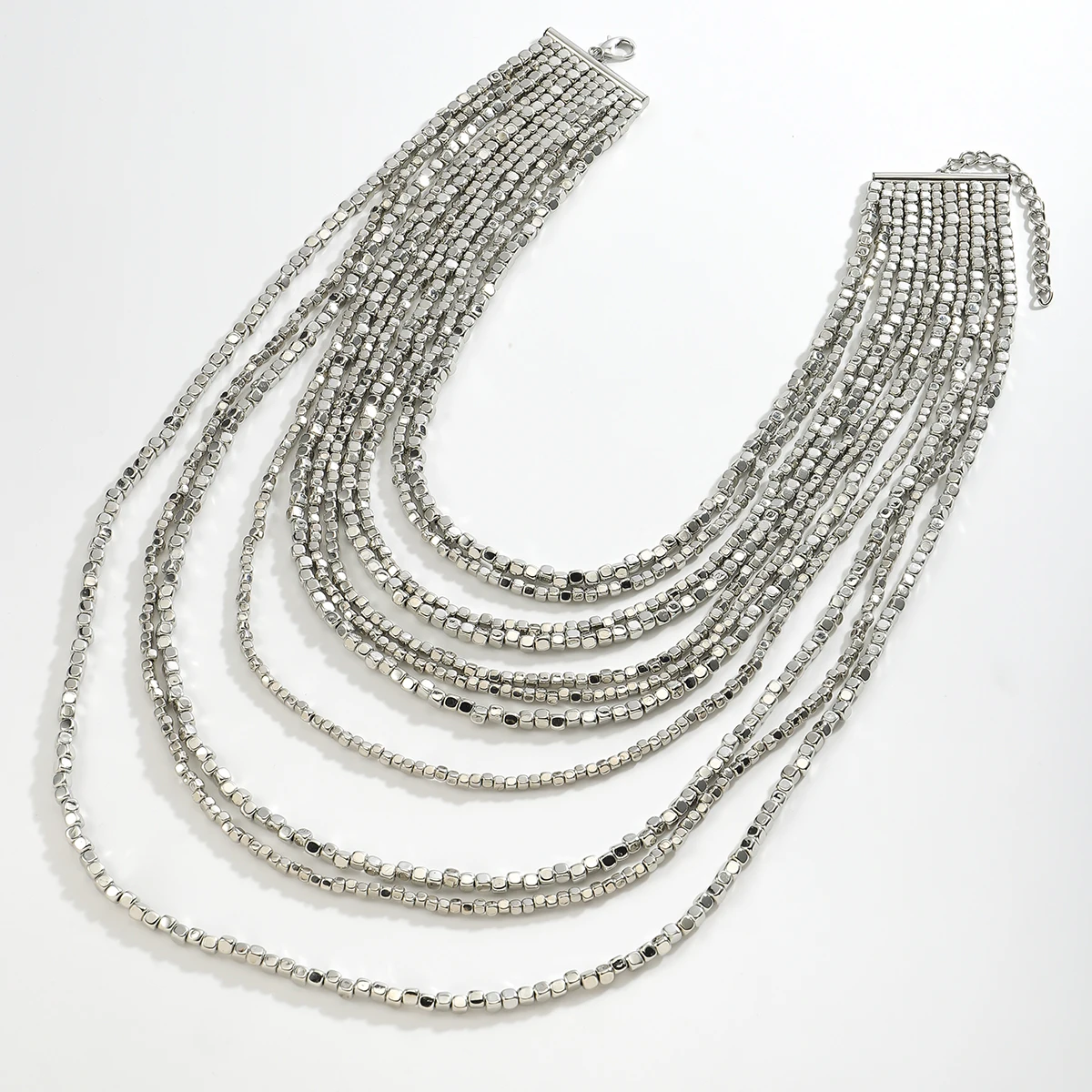

ZAA Multi-strand Beaded Necklace Elegant Waterfall Necklaces for Women Vintage Textured Party Accessory Vacation Gifts