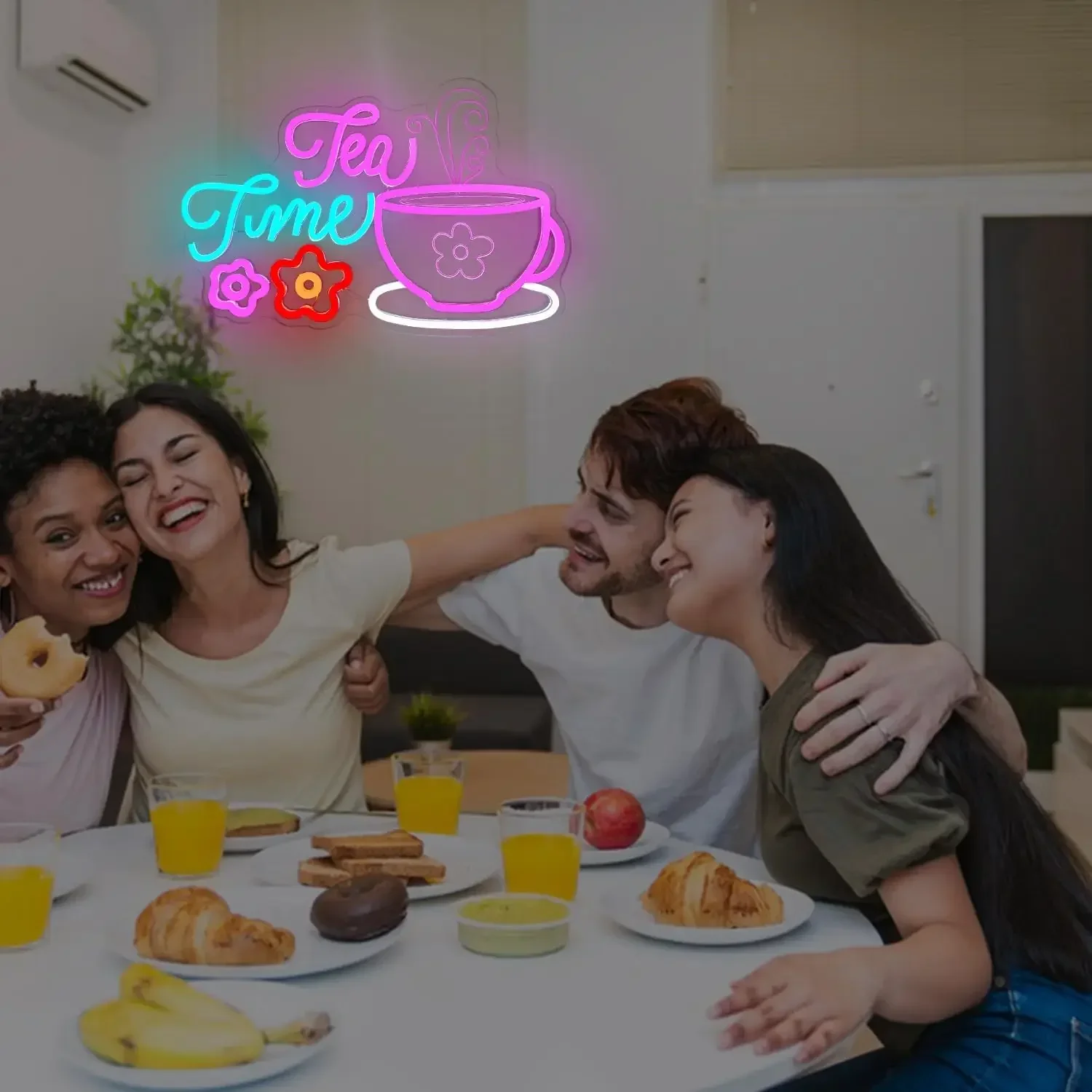 Tea Time Neon Sign USB Dimmable LED Neon Light Sign for Gameroom Bedroom Beverage Store Bar Party Wall Art Decor Opening Gifts