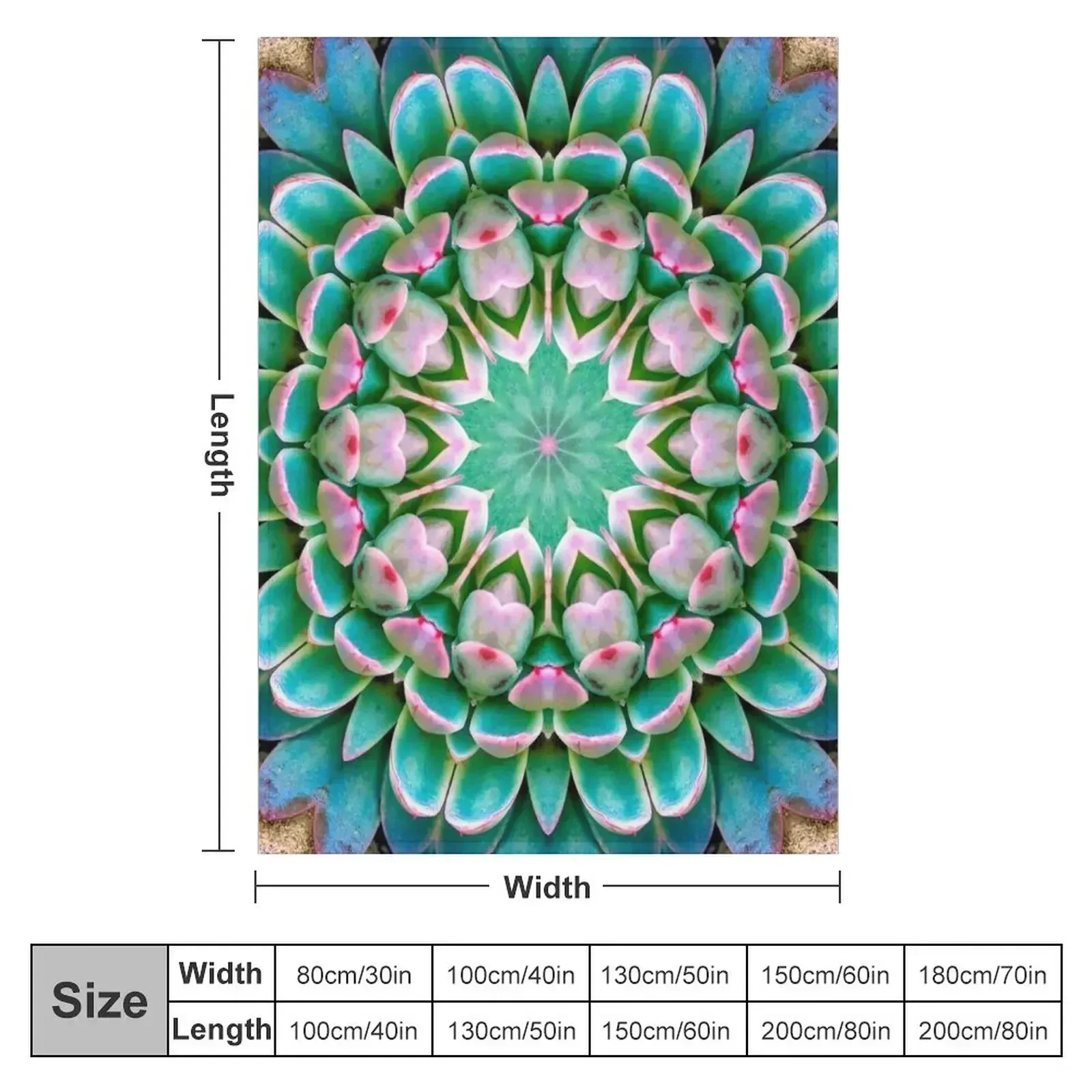 New Succulent Mandala in Fuscia and Green Throw Blanket Flannel Fabric Extra Large Throw Shaggy Hairys Blankets