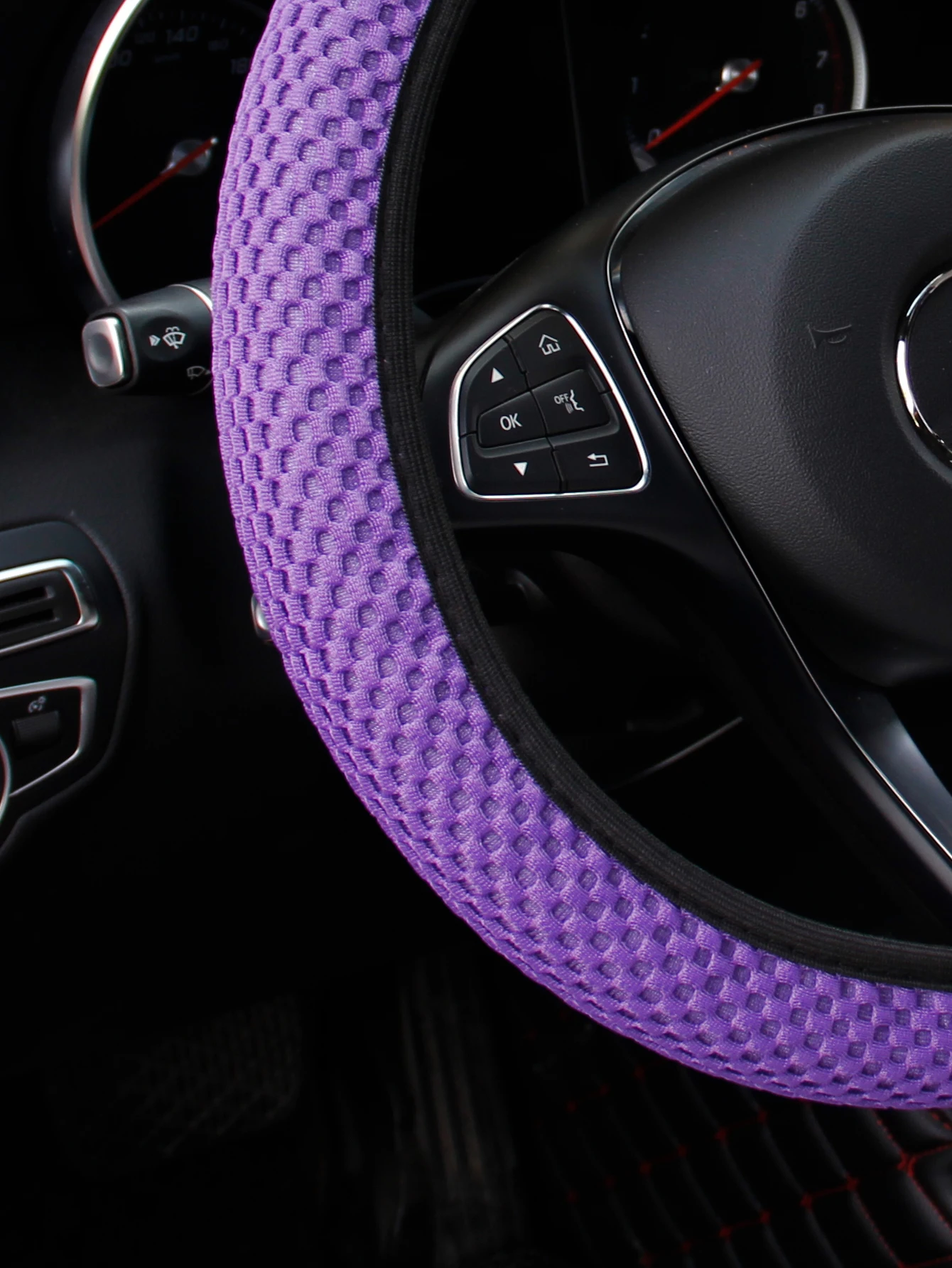 Summer Four Seasons Breathable Massage Comfortable Mesh Cloth Car Steering Wheel Cover Women's Car Accessories Black