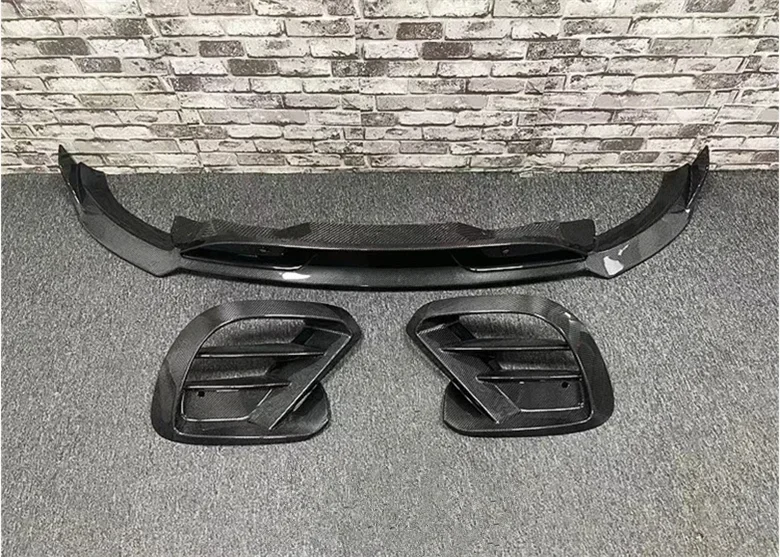 Carbon Fiber Front bumper Lip For Mercedes-Benz GLE 350 450 63 2020-2023 Coupe SVU Spoiler Lid Fog Light Air Vent Outlet Cover