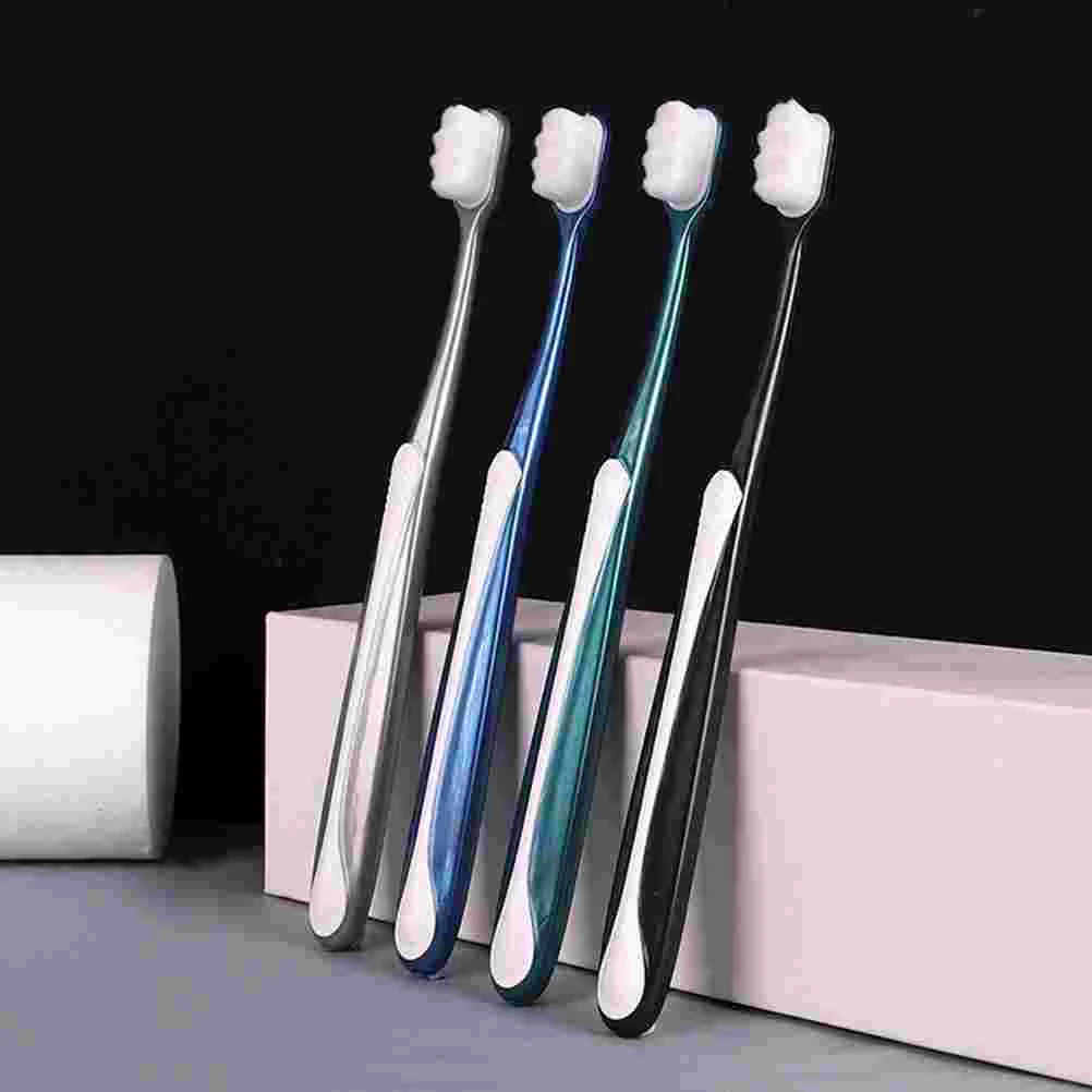 4 Pcs Soft Toothbrush Adults Cleaning Care Practical Toothbrushes Fur Travel Handheld