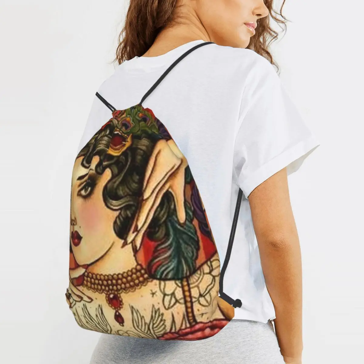 CHAPEL TATTOO Vintage Body Advertising Art Backpacks Casual Drawstring Bags Sports Bag Book Bags for Man Woman School