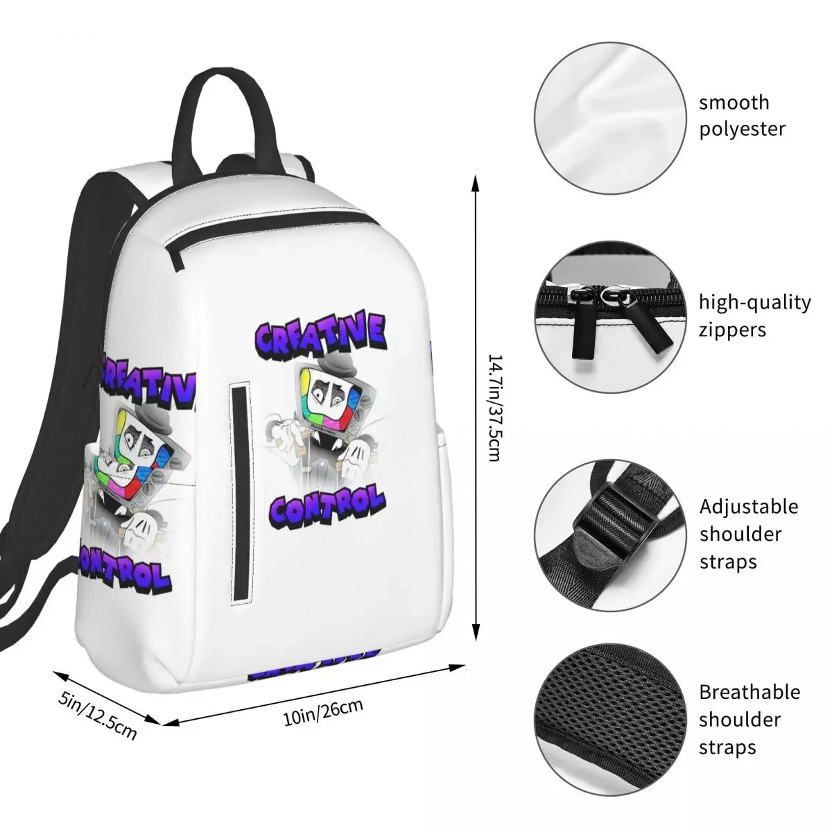 Creative Control (Mr. Puzzles) (Transparent Version) Backpack Student BookBag Kids School Bag Computer Shoulder Bags Men Women
