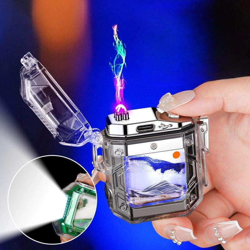 

Креативная зажигалка для зарядки Dreamy Quicksand, высокоточная USB-модель с двойной дугой и быстрой зарядкой COB
