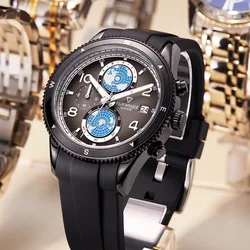 FAIRWHALE Watches For Men 5730 Earth Dial Quartz Watches Sport Silicone Strap Chronograph Waterproof Mens Watch Reloj Hombre