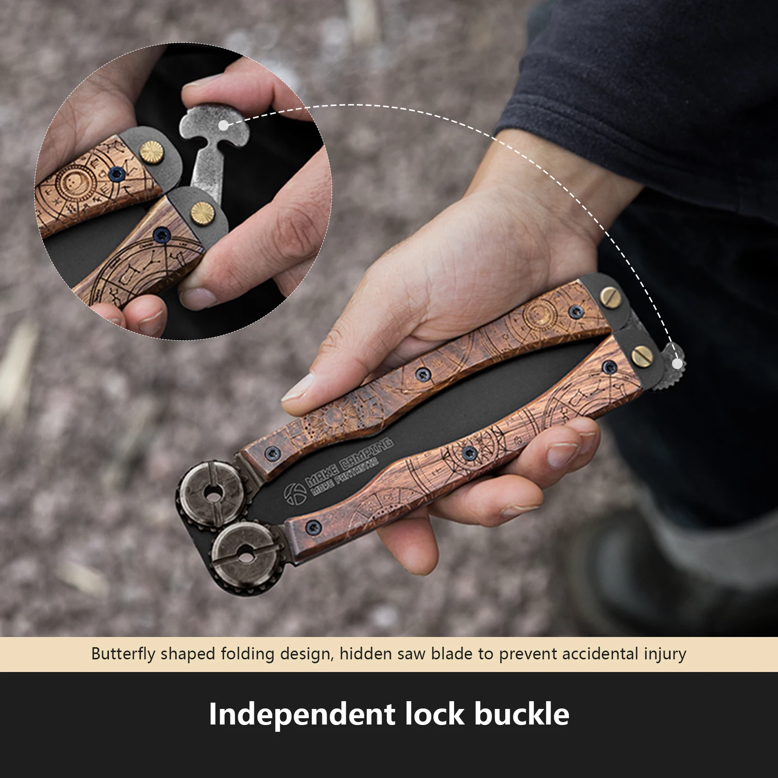 BISINNA 1pcs Double-sided Folding Saw Hand-held Logging Saw Outdoor Camping Gardening Woodworking Tool