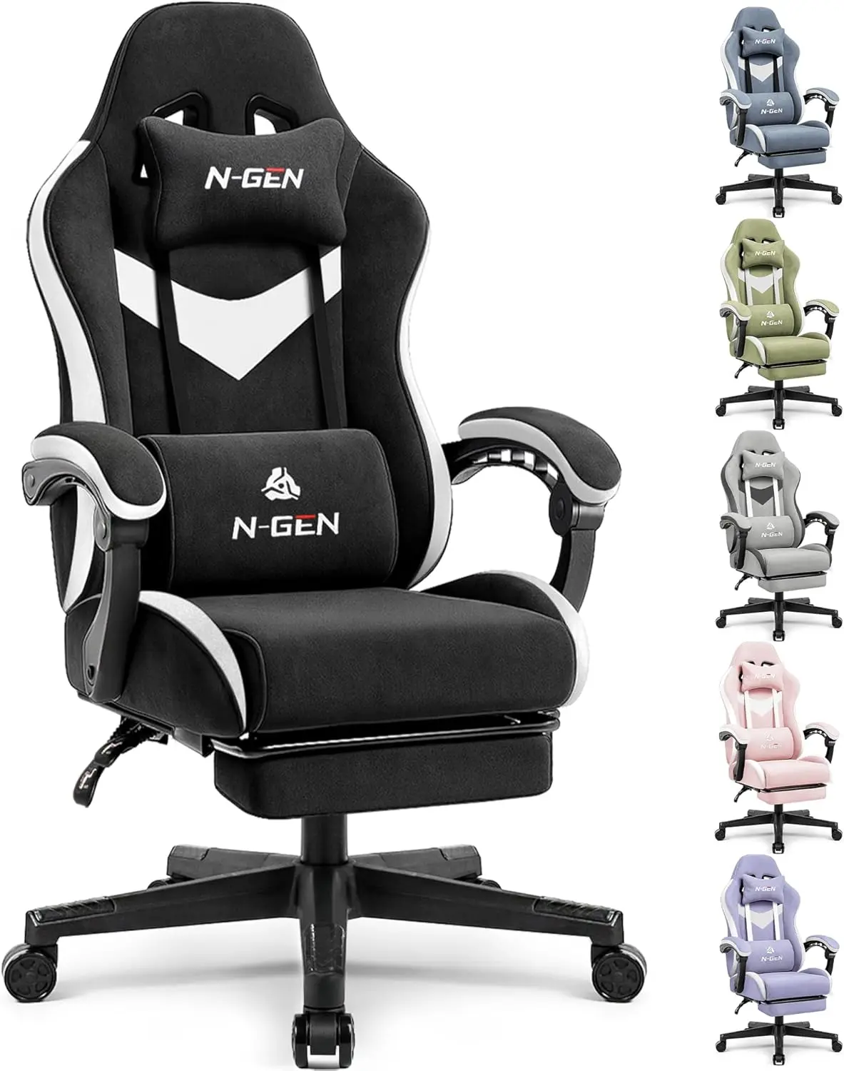 

Video Gaming Chair Office Computer Desk Use Ergonomic Reclining Backrest Adjustable Armrests Lumbar Support Footrest Hig