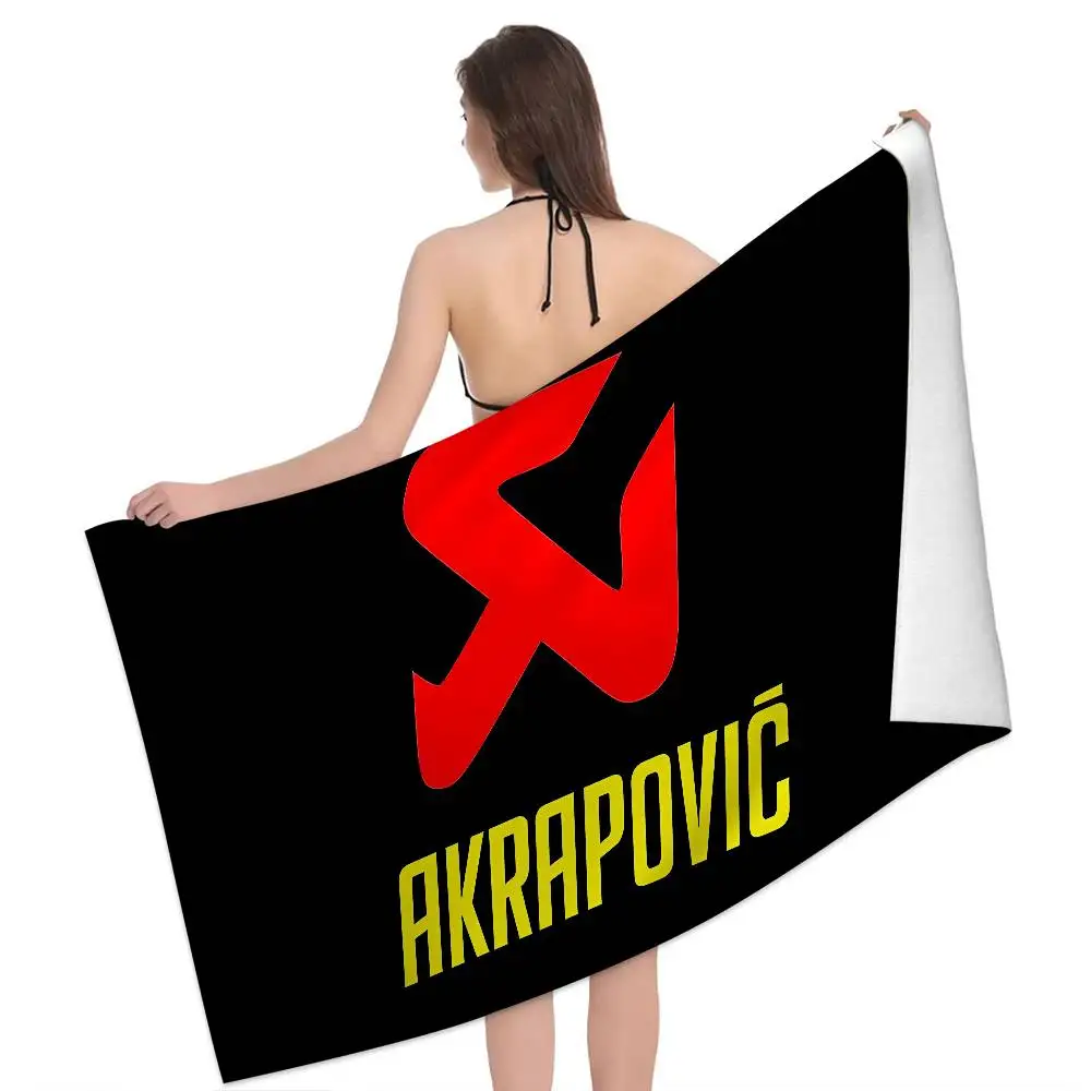 Exhaust brand A-Akrapovics Logo Anime Beach Swimming Towel Soft Absorbent Washcloth Children's Gifts for Kids Travel Camping Gym