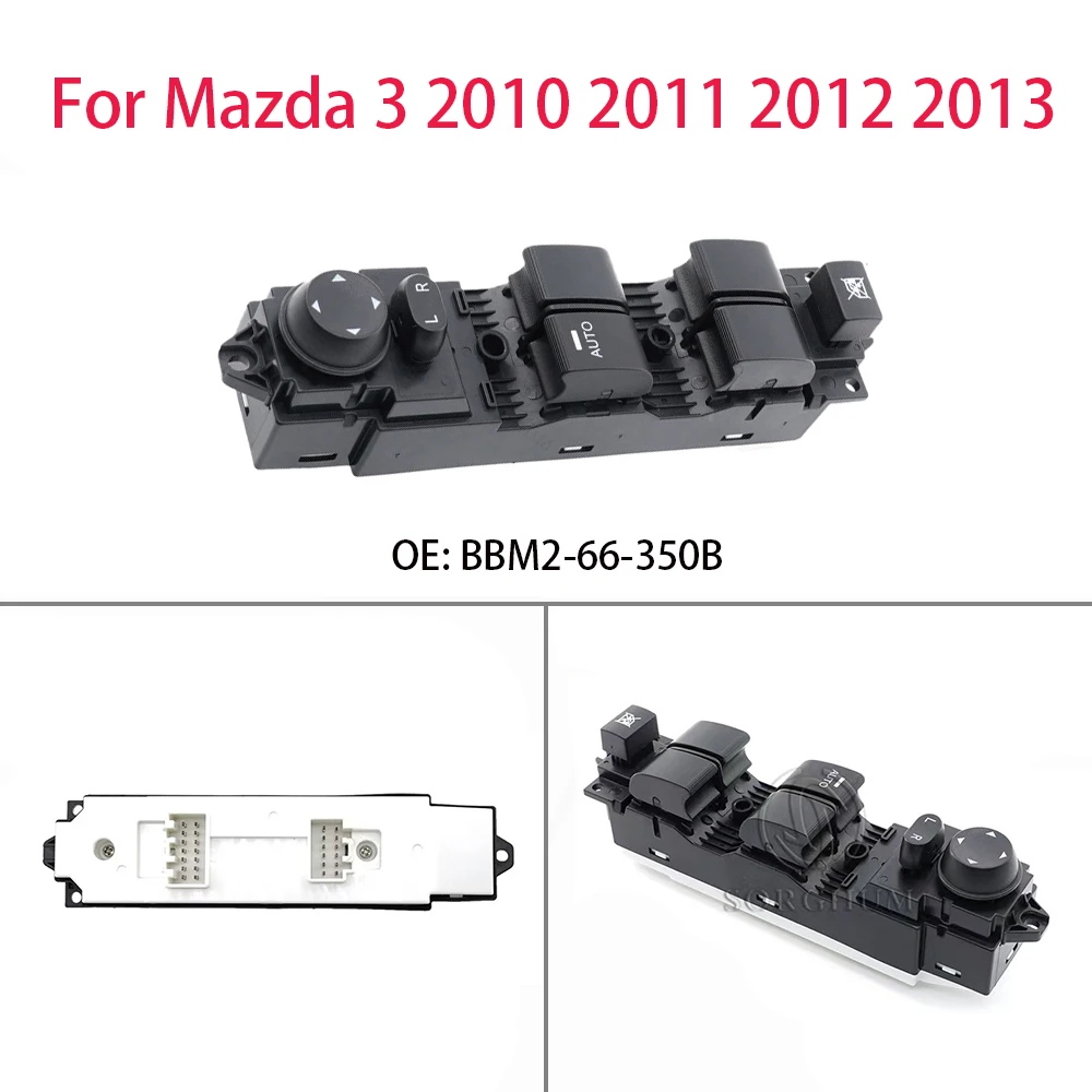 

Front Driver Side Master Power Window Switch Control Button BBM2-66-350B 14+12 Pins For Mazda 3 2010 2011 2012 2013 BBM266350B