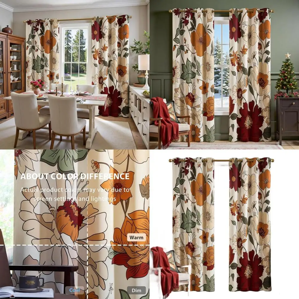 

Винтажные плотные шторы в стиле бохо с цветочным принтом 90 и люверсами, бежевые, для гостиной и спальни, осенне-зимний декор