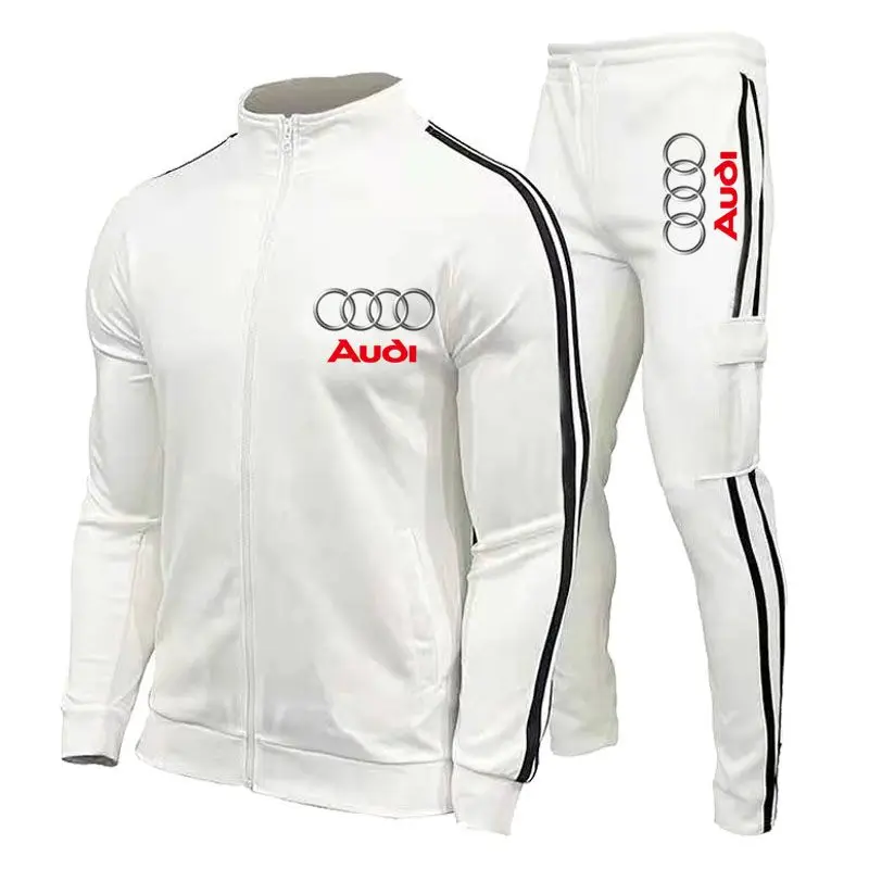 2025 Nuevo traje de ciclismo de la marca Audi, conjunto deportivo y de ocio, traje de carreras estampado para hombre, conjunto de traje deportivo empalmado