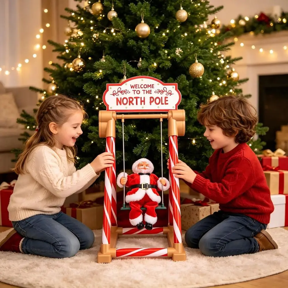 0.5m / 1m Xmas Shop Window Decor Swing,Climb Ladder Novel and Eye-catching Christmas Santa Ornament Dynamic Visuals 3D