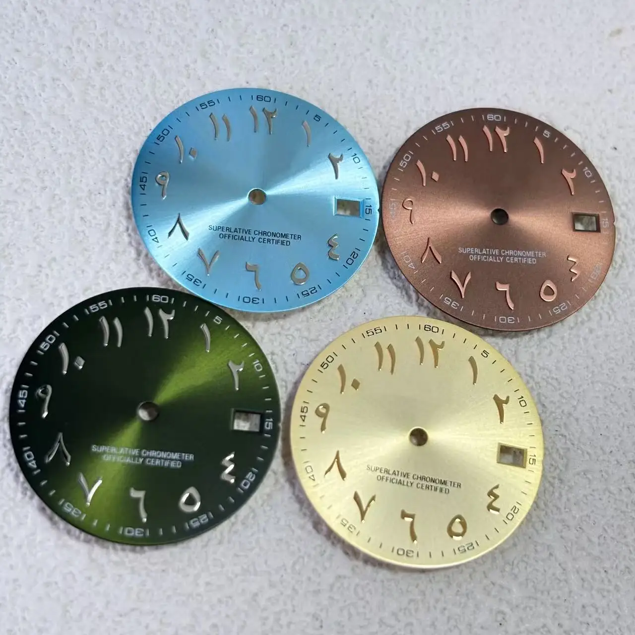 

28.5mm Hot selling blue green Arabic numerals s logo dial no Luminous Suitable green dial nh35 movement watch accessories