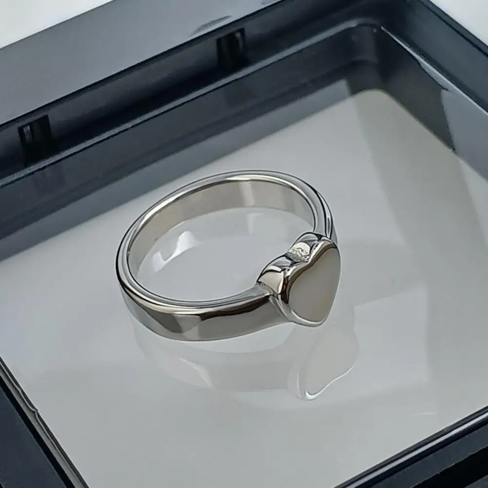 Vintage Rings Retro Polished Titanium Steel Heart Knuckle Ring Simple Style Anti-rust Thumb Band Lightweight Multi-size Finger