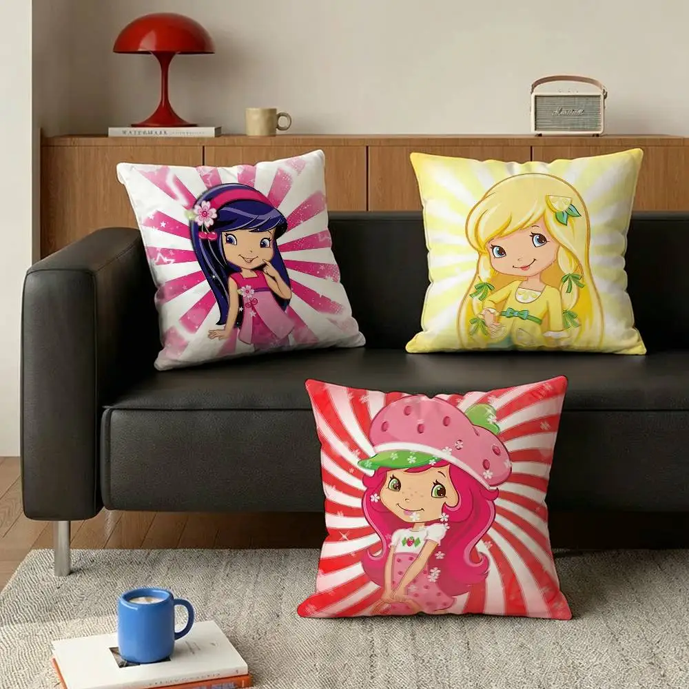 Cute S-Strawberry S-Shortcake-Girl   Various Sizes Square Pillow Case For Car Home Bedchamber Decor