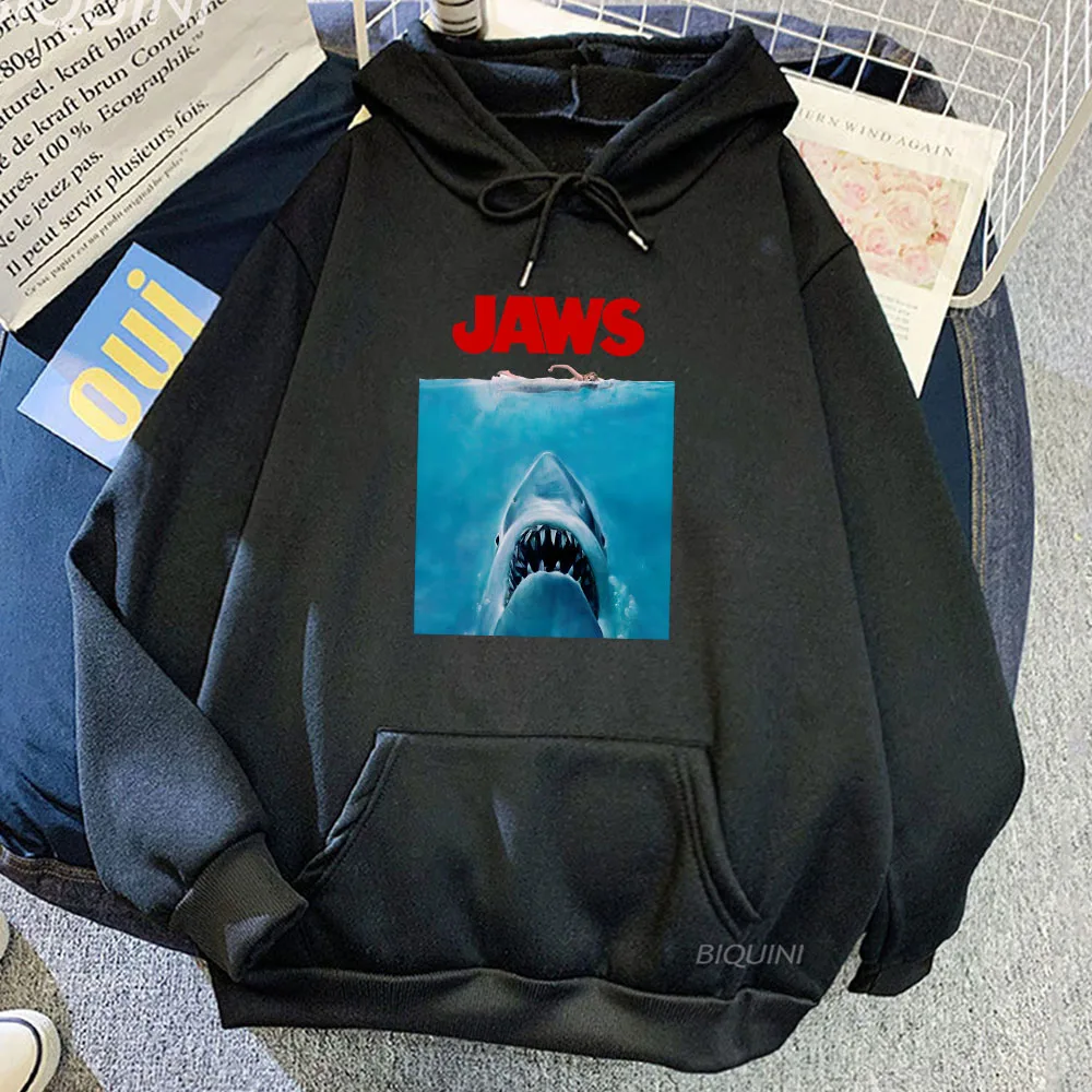 Jaws Thriller Movie Hoodies Men Women Clothes Winter Long Sleeve Hooded Pullovers Graphic Sweatshirts Streetwear Male Casual Top