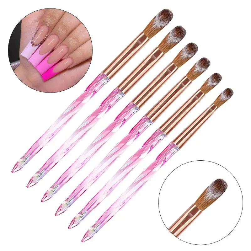 Juego de 6 uds de pinceles acrílicos para uñas, pinceles profesionales para aplicación acrílica, extensión de uñas en polvo acrílico y tallado de uñas 3D