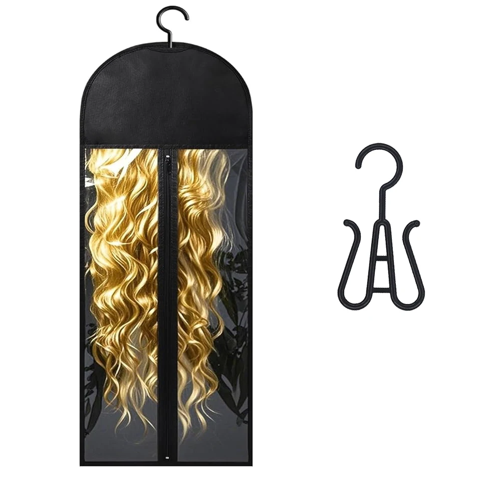 

1set Hair Extension Holder - Wig Storage Bags with Hanger for Multiple Wigs, Dust-proof, Ideal for Hair Extensions & Accessories