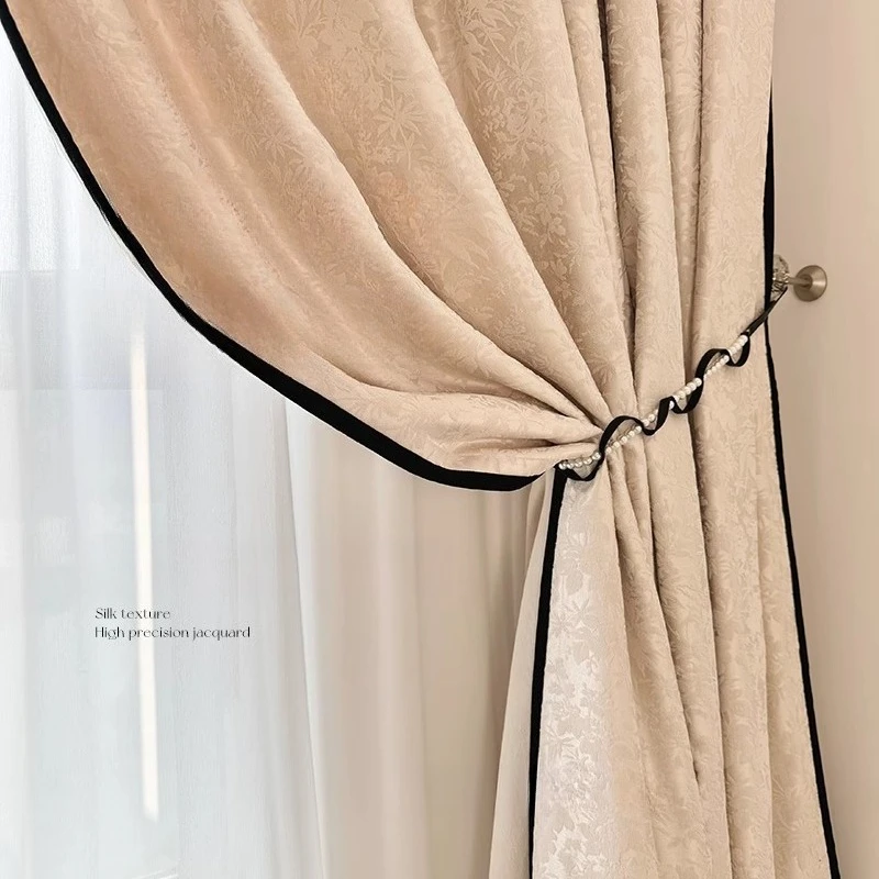 French Medieval Style Classical High Precision Jacquard Blackout Relief Chenille Curtains for Living Room Bedroom Dining Luxury