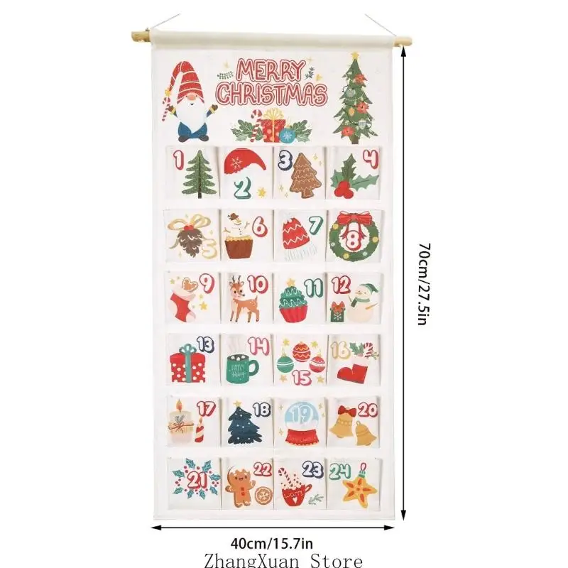 Weihnachts-Adventskalender mit 24 Taschen für Süßigkeiten, kleine Geschenke und Nachrichten 3XUF – Detail 6