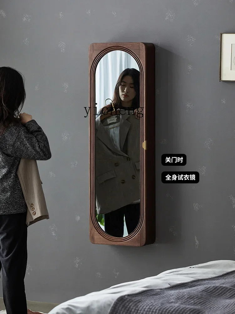 b185G Solid Wood Full Body Mirror Bedroom and Household Makeup Hallway Mirror Cabinet Home Close Wall Dressing Mirror