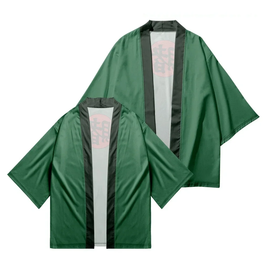 سترة مطبوعة على شكل شخصية صينية "bet" كيمونو للنساء والرجال قمصان هاوري اليابانية التأثيرية باللون الأخضر موضة الشاطئ يوكاتا #1