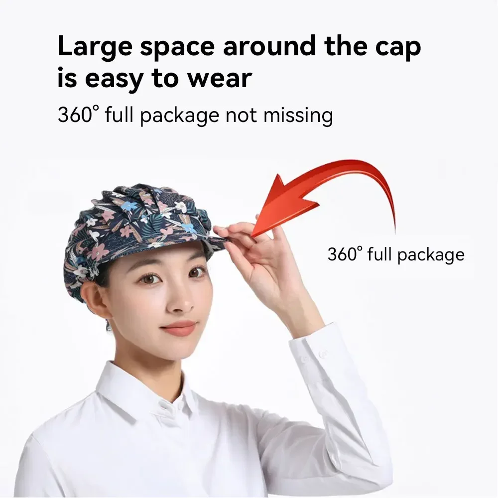 طباخ مضاد للدخان مع قبعة حافة قبعة أنثى المطبخ المنزل الطبخ الطبخ الغذاء حقيبة العمل الشعر تقديم الطعام قبعة النظافة
