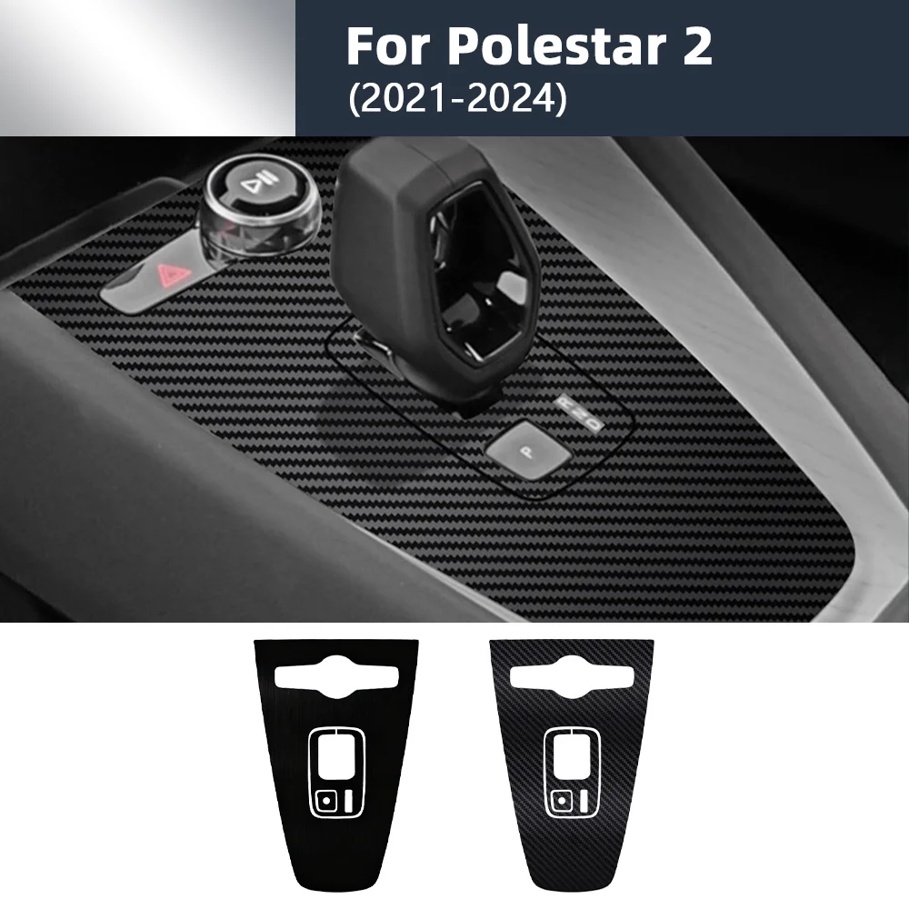 Carbon Fiber 3D Interior PET Wrap Film Gear Shift Trim Sticker For Polestar 2 2021 2022 2023 2024 Car Decor Anti Scratch LHD RHD