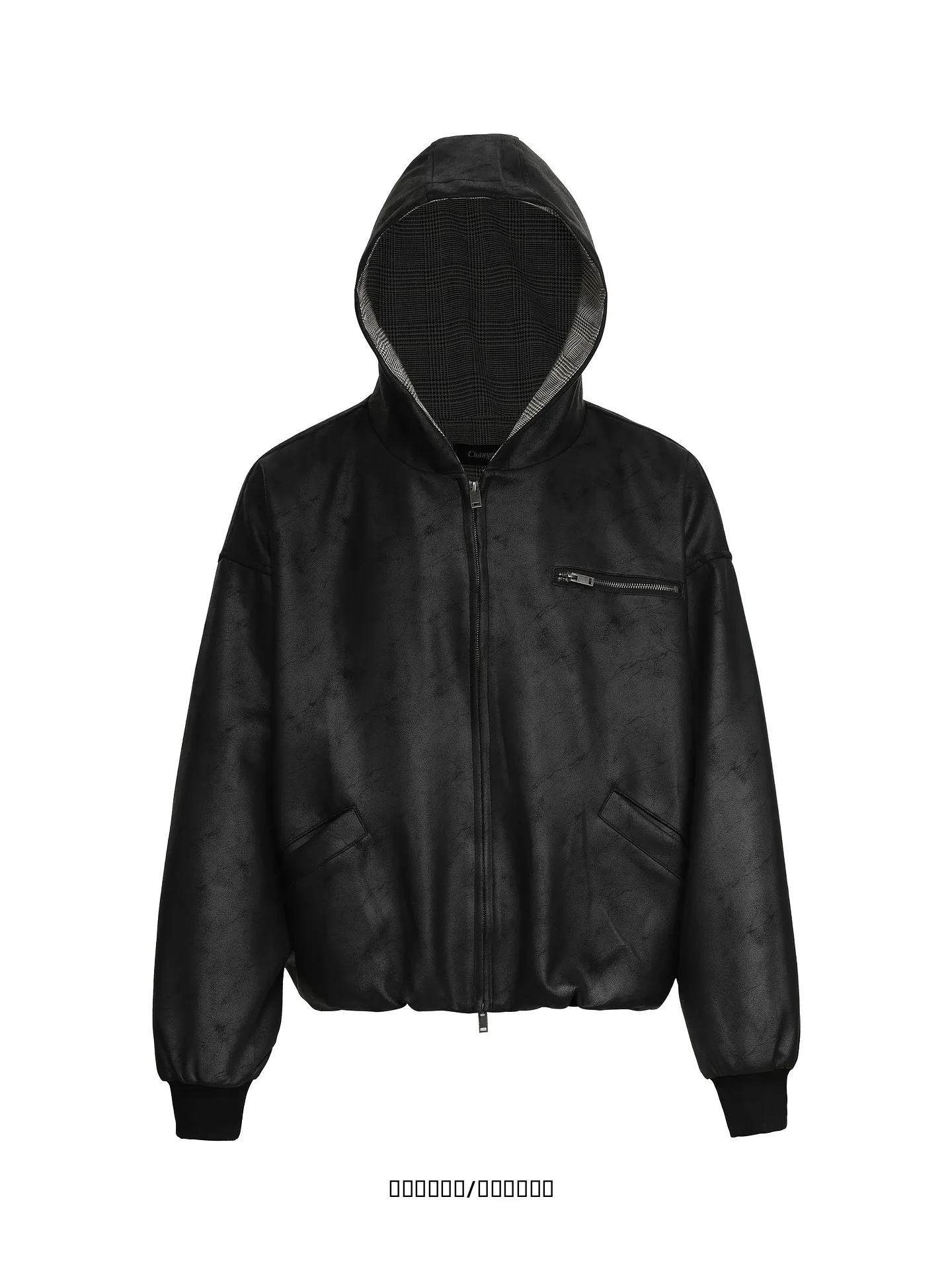 

Свободная повседневная кожаная куртка-худи из полиэстера и спандекса для молодежи, осенне-зимняя мода, уличная одежда