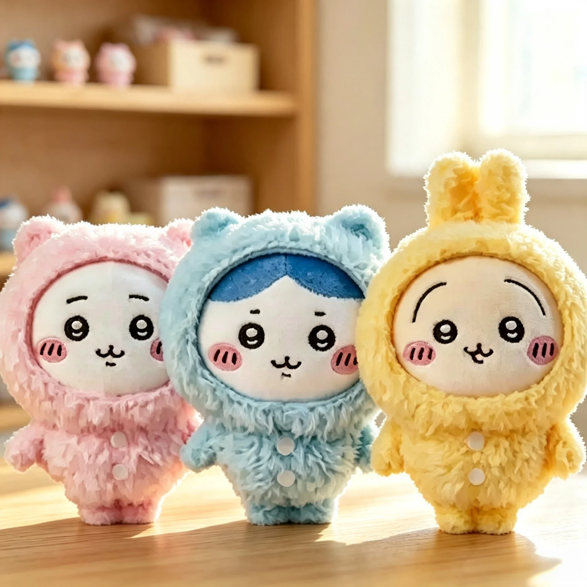 3PCS/SET Chiikawa Cartoon Usagi Hachiware Usachi Soft KAWAII Plush Doll Keychain Pendant Toy - Pajama Theme Gift in Stock