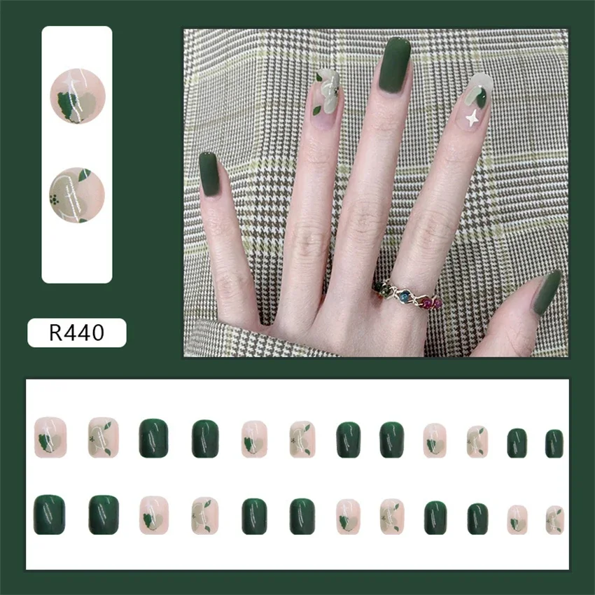 24Pcs/Set White Peach Milk Cap Gradient Love Heart Press on Nail Art French Design Wearing False Nails Full Coverage Fake Nails