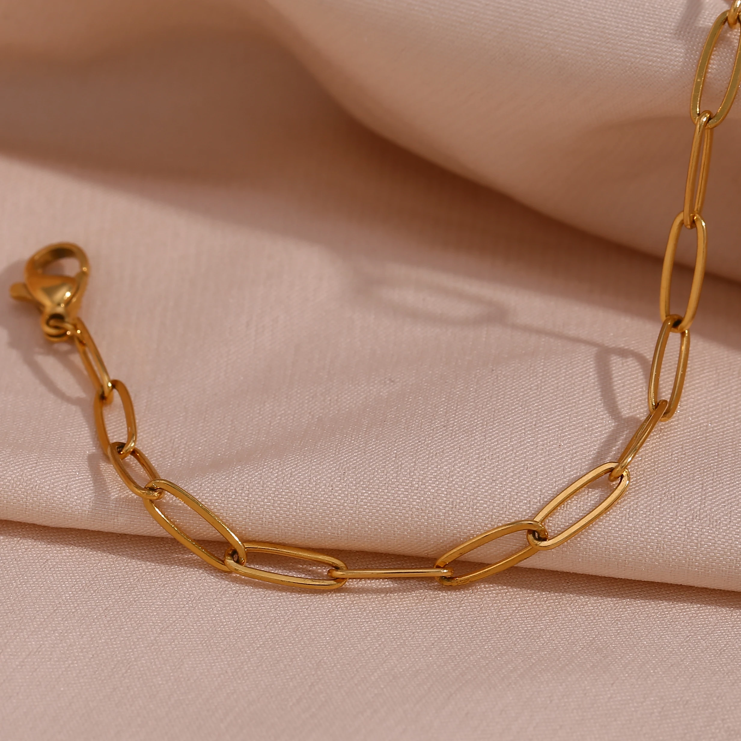E.B.belle Classic paper clip chains different lengths Necklace gold plated Stainless steel jewelry woman Neck Decoration