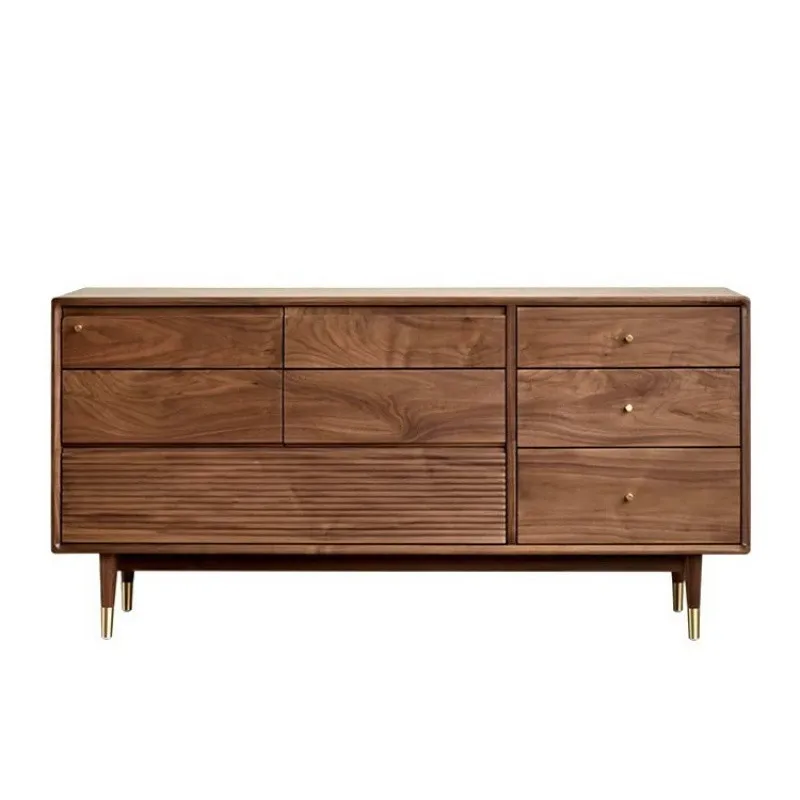 

North American walnut eight bucket solid wood storage drawer simple