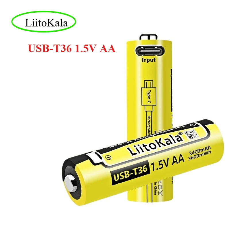 1-10PCS LiitoKala USB-T36 1.5V AA 3600mWh High Capacity USB Rechargeable Li-ion Battery for Remote Control Wireless Mouse Tool
