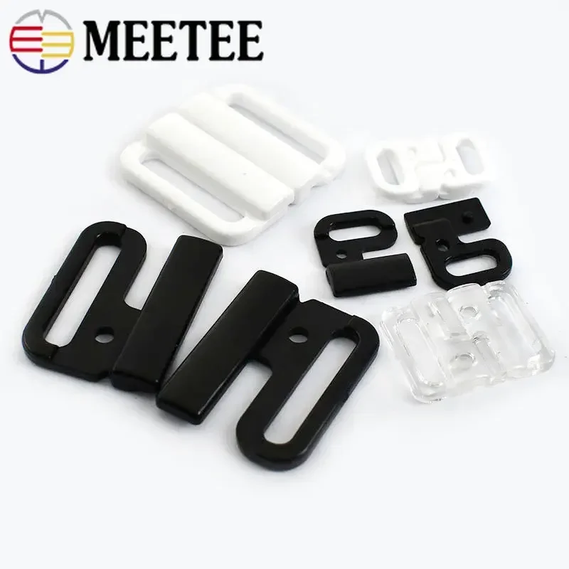 20Sets 10/15/20/25mm Plastic Bra Buckles Underwear Bikini Strap Clasp Closure Swimwear Button Hooks DIY Sewing Accessories