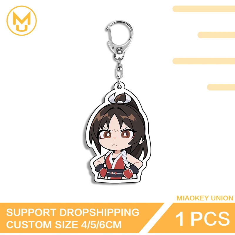 Mai Shiranui Chibi Anime Keychain Creative Personality Acrylic Stainless Steel Chain Keyring Double Shoulder Bag Ornament