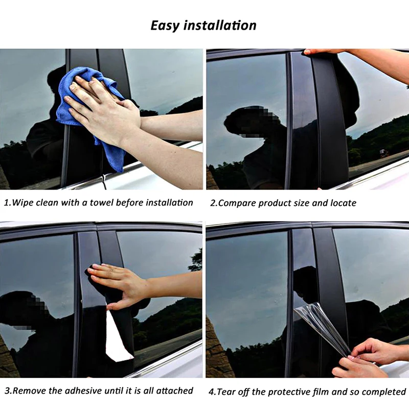 10Pcs Glossy Black Door Window Pillar Posts Trim Cover Decal Stickers Fit For Mazda CX-5 2017-2022 2021 2020 2019 Exterior Part