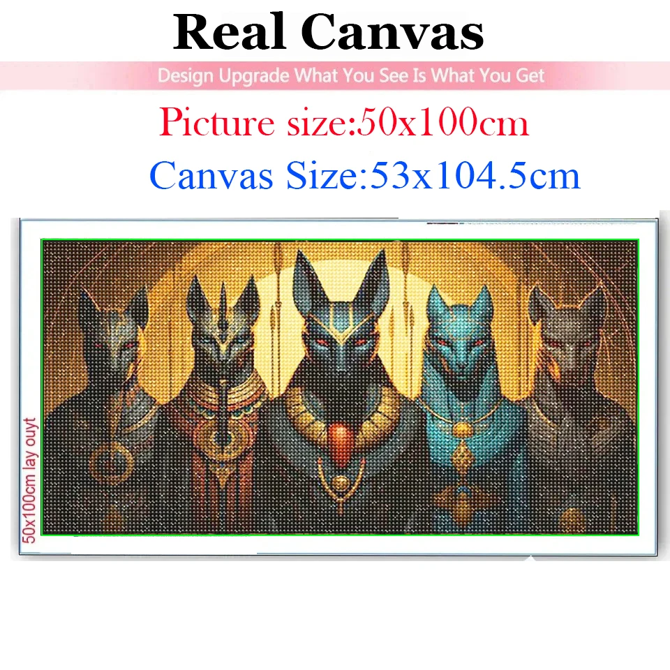 Mystical Vibrant Anubis Cat Man,Egypt Guardian of the Throne,Diy Diamond Painting Large Size Full Diamond Mosaic art Embroidery