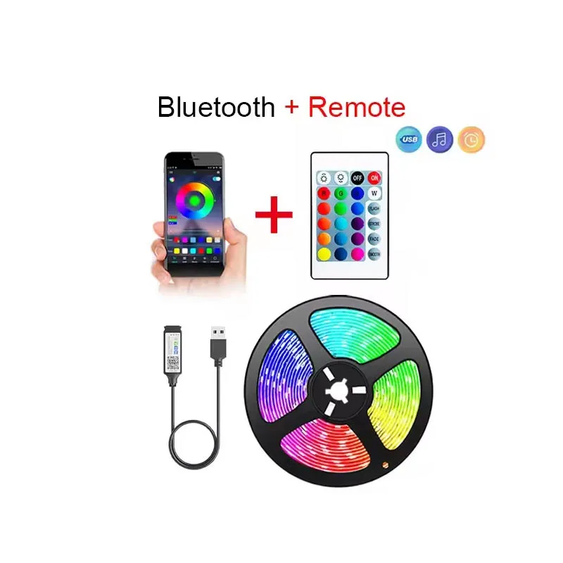Bluetooth LED Strip Lights Smart SMD 5050 APP Remote Control Flexible Ribbon Diode Lamp Tape TV Backlights Game Room Home Decor