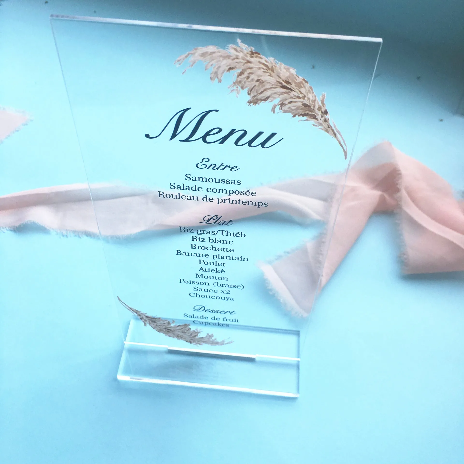 10pcs Clear Acrylic Card Wedding Menu Table Decoration UV Printing Custom Invitaton Cards Model