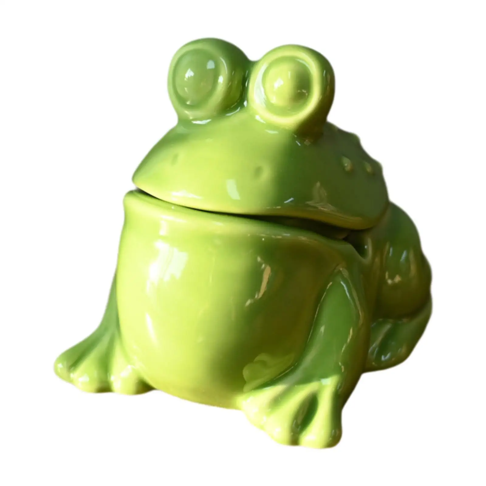 Ceramic Frog Figurine Garden Sculpture Cute Sitting Figurine Home Decor Sculpture for Bookshelf Cabinet