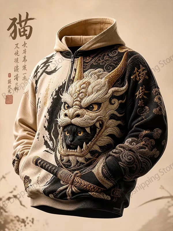Vintage Japanese Samurai 3d Print Hoodie Men Fashion Samurai Hoodie Sweatshirt Adult Coat Women Sweats Men Clothing Sudadera