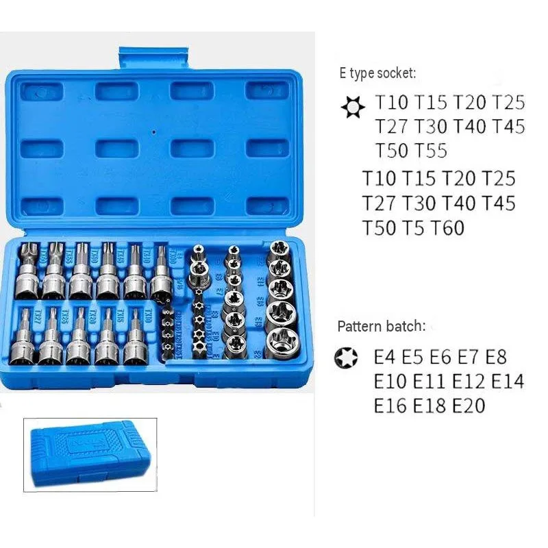 34pcs Socket Wrench Tool Set Portable Socket Batch Head Combination Automotive Maintenance Manual Tool Hardware Tool Set