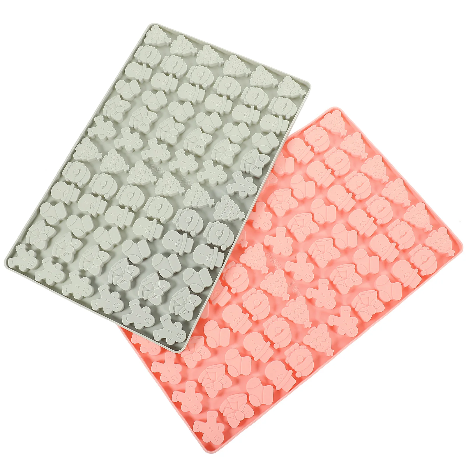 

2Pcs 72Cavity Christmas Silicone Cake Mold Blue Pink Pet Dog Treat Bakeware Flexible NonStick Baking Tool Kitchen Bar