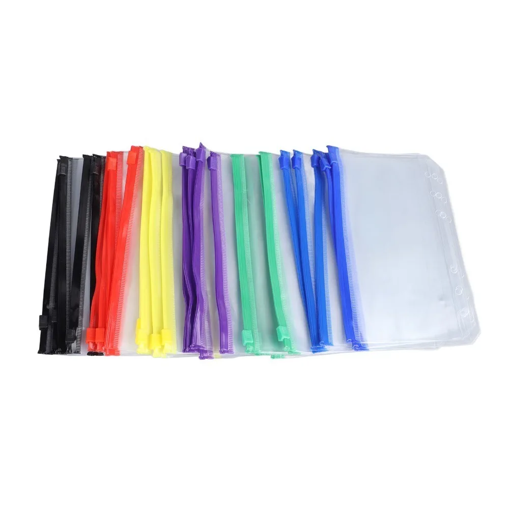 30pcs Pvc A6 Binder Zipper Pouch A6 Transparent PVC File Zipper Bag Waterproof Multi Color A6 Planner Pocket Receipt Management
