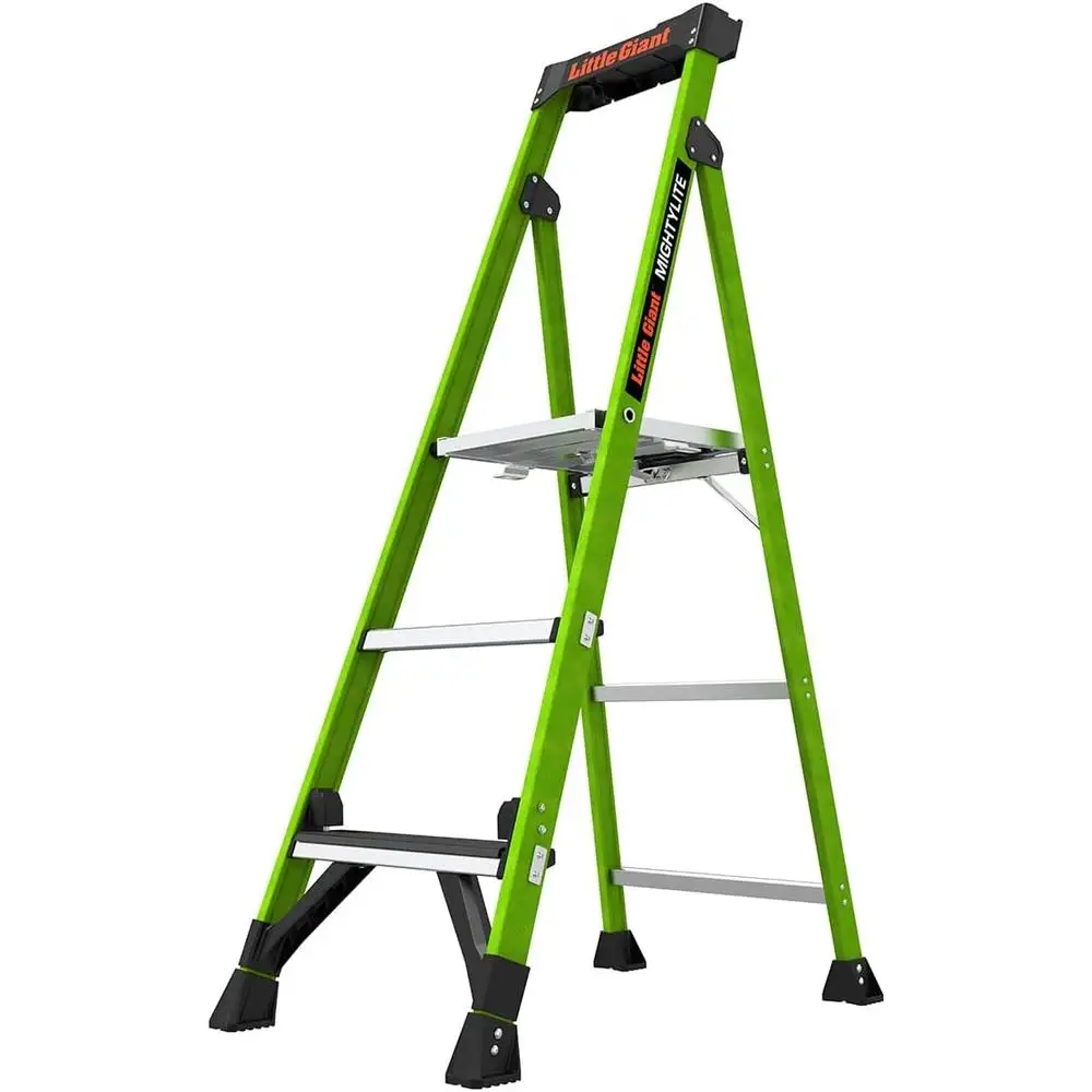 MightyLite 2.0 5ft Fiberglass Stepladder Type IAA 375lbs Weight Capacity Non-Conductive with Ground Cue Safety System Ultra-Slim