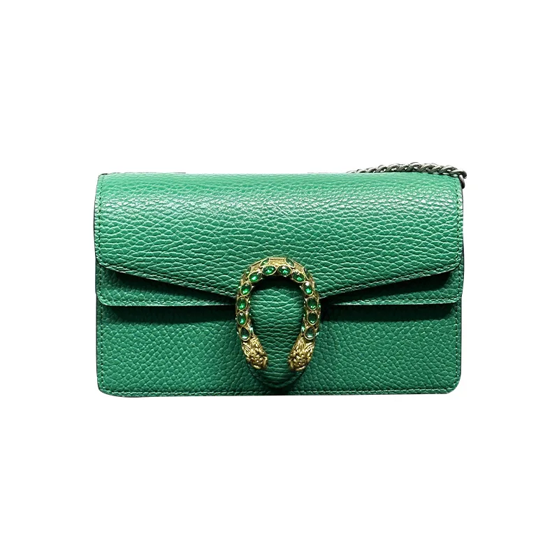 حقيبة صغيرة من الجلد بإبزيم ماسي Woc بسلسلة كتف واحدة تحت الإبط باللون الأسود والأبيض والأخضر للتصفيف اليومي #5